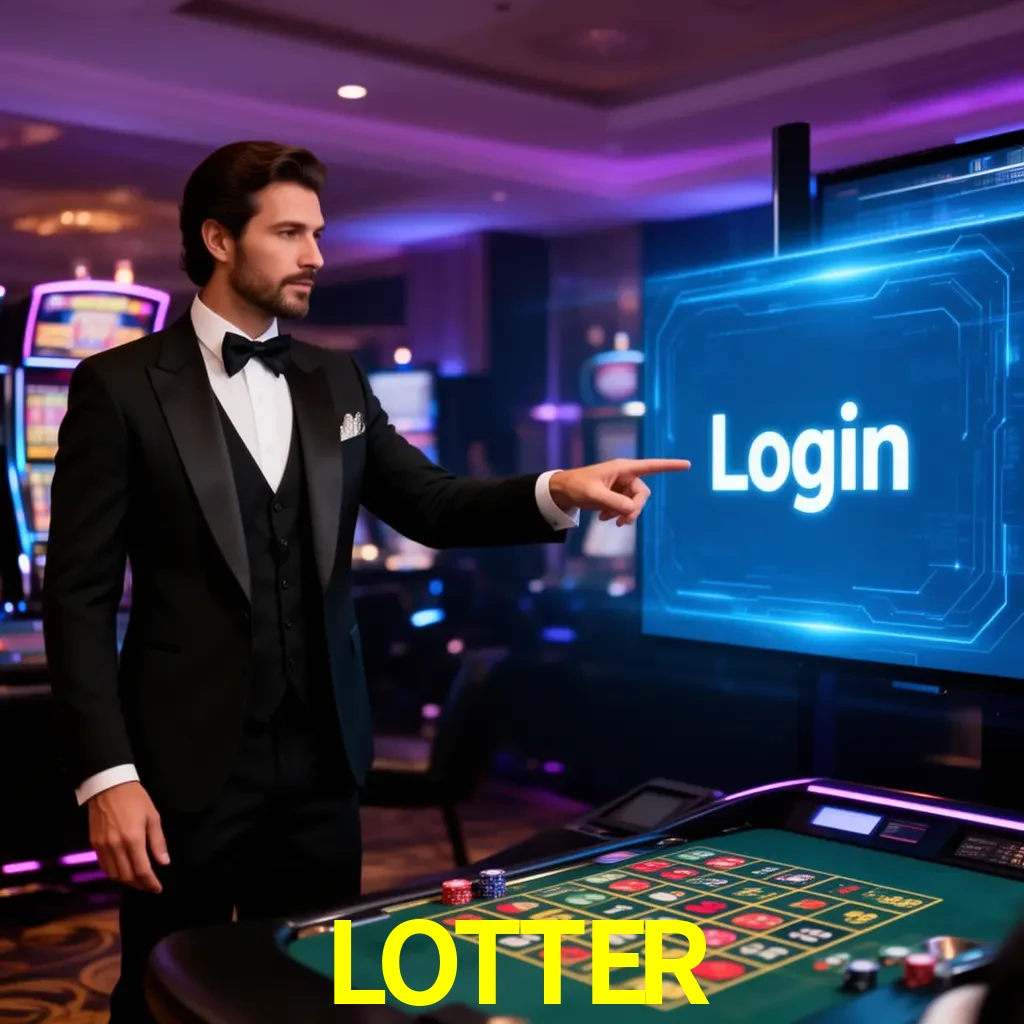 LOTTER Login - OTP, cuenta y soporte Pantalla LOTTER Login con OTP, contraseña, cuenta segura y soporte móvil